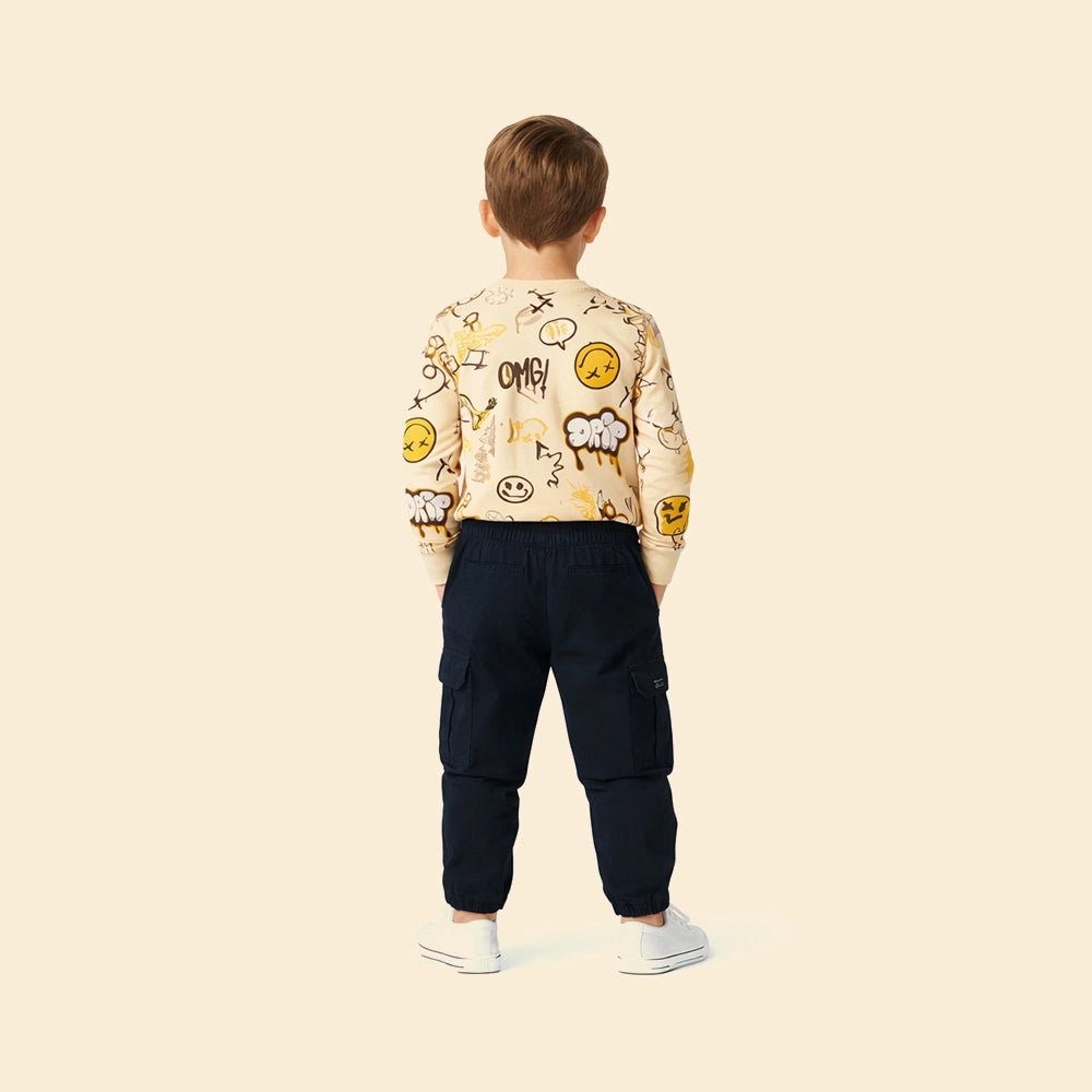 Boys Solid Cargo Joggers