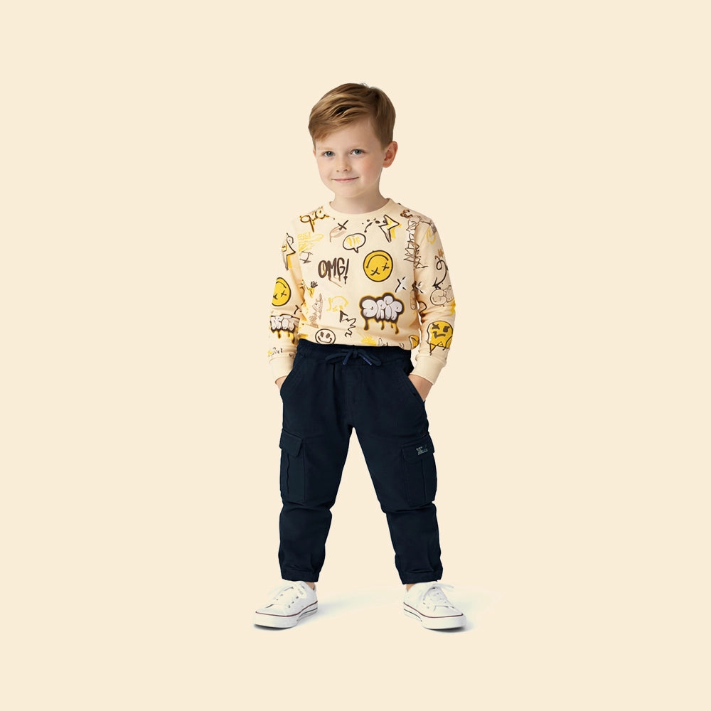 Boys Solid Cargo Joggers
